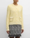 Givenchy Logo-print Tweed-knit Short Jacket In Yellowwhite