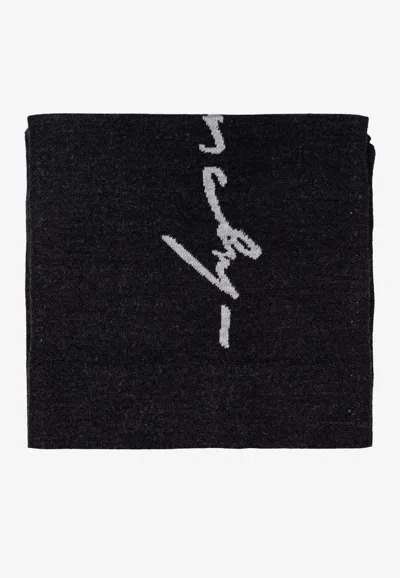Givenchy Logo Print Wool Scarf In Gray