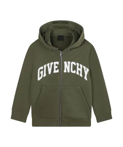 GIVENCHY GIVENCHY KIDS LOGO-PRINTED ZIP-UP DRAWSTRING HOODIE