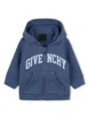 Givenchy Boys Blue Cotton Zip-up Top In Blue