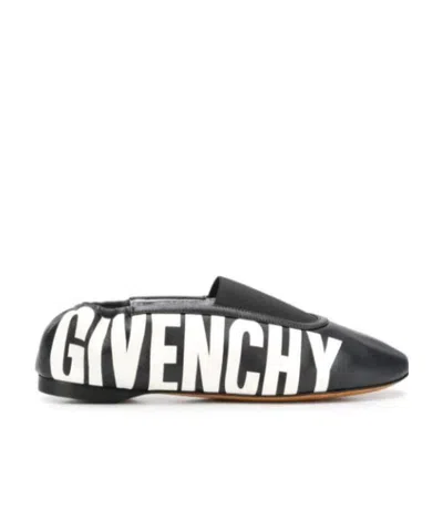 Givenchy Logo Printed Ballet Shoes In Black/silver