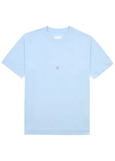 Givenchy Logo Printed Cotton T-shirt In Blue