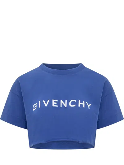Givenchy Cropped Logo Tee In Iris Purple