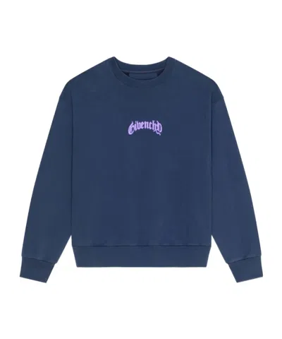 Givenchy Logo Printed Crewneck Sweater In Blue