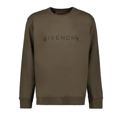 Givenchy Logo Printed Crewneck Sweater In Green