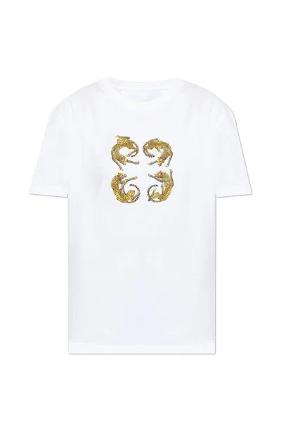 Givenchy 4g Leopard Print T-shirt In White