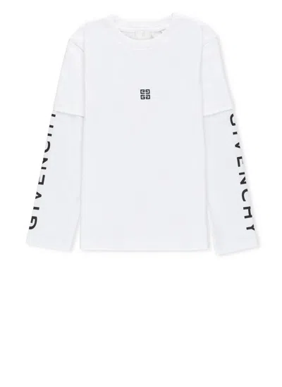 Givenchy Kids' Logo Printed Crewneck T-shirt In Bianco