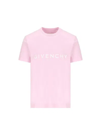 Givenchy Logo Printed Crewneck T-shirt In Rosa