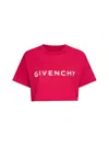 Givenchy Logo Printed Cropped T In Raspberry
