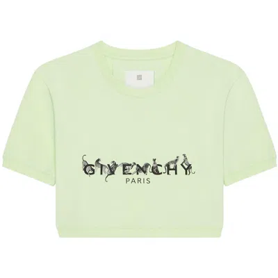 Pre-owned Givenchy Logo Printed Cropped T-shirt 'pale Green' | Women's Size M
