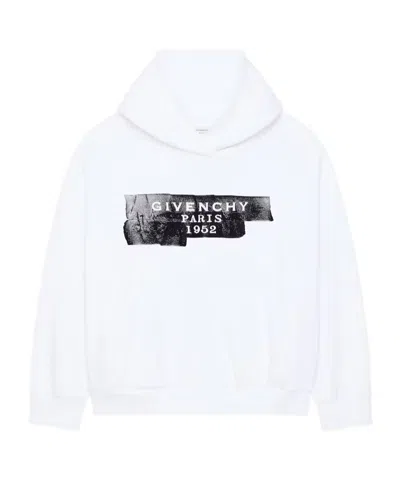Givenchy Logo Printed Drawstring Hoodie In White