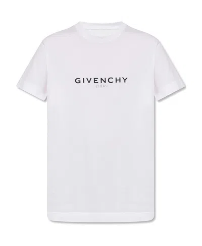 Givenchy Logo Printed Round Collar T-shirt In White