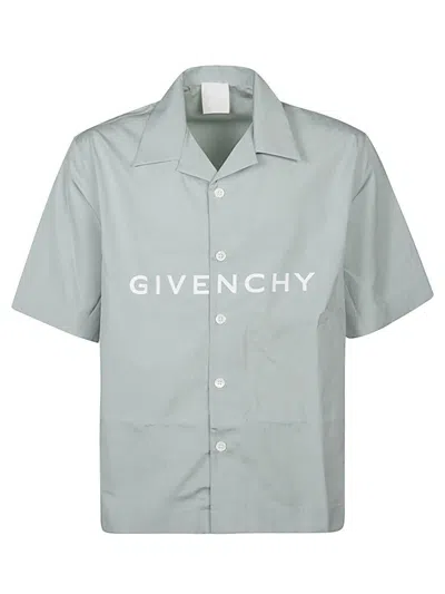 Givenchy Logo Printed Short-sleeved Shirt In Navy
