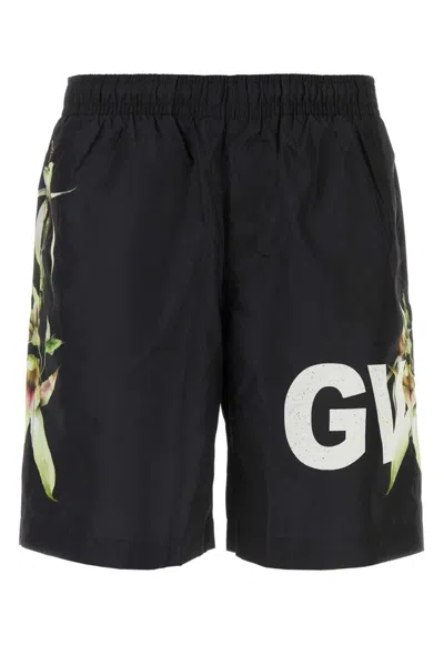 Givenchy Logo Printed Swim Shorts In Black