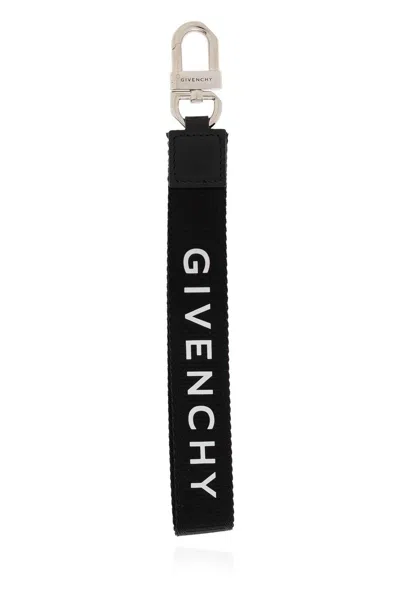 Givenchy Logo Printed Wristlet Keyring In Black