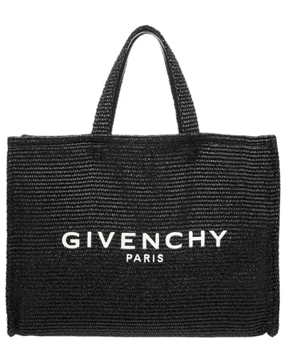 Givenchy Logo Raffia Tote In Black