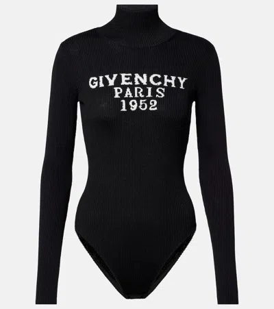 Givenchy Logo Ribbed-knit Bodysuit In Black