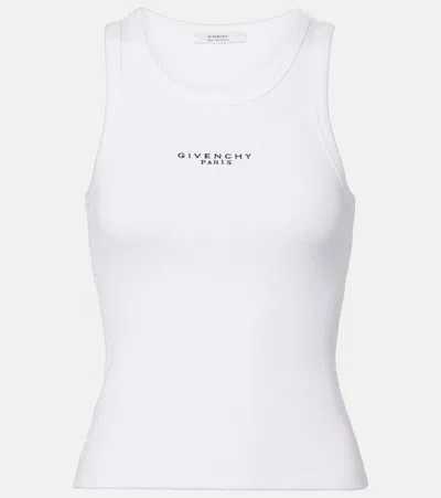 Givenchy Logo Ribbed-knit Cotton Jersey Tank Top In White