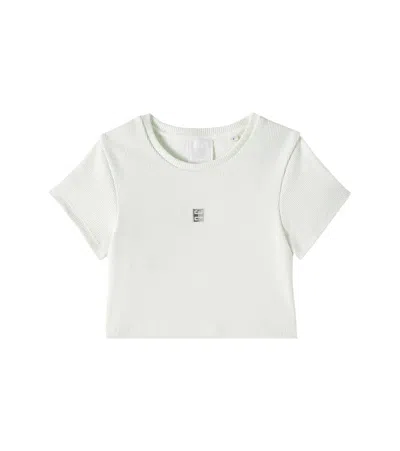 Givenchy Kids' Logo Ribbed-knit Cotton T-shirt In Green