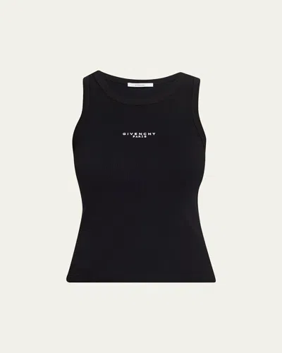 Givenchy Logo Ribbed Tank Top In Black