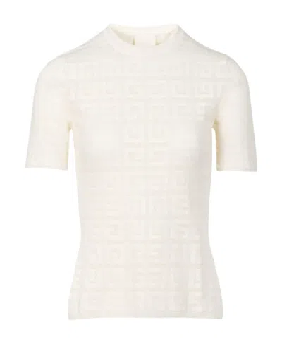 Givenchy Logo Round Collar And Short Sleeves In Off White
