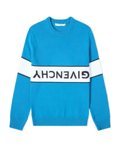 Givenchy Logo Round Neck Sweater In Blue