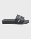 Givenchy 4g Leather-trimmed Embroidered Raffia Slides In Black