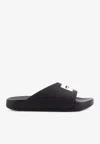 Givenchy Black Sandals With Wide Band And Contrasting Logo Patch In Rubber Man In Black