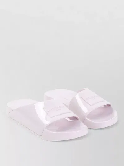 Givenchy Logo Rubber Slides Flat Sole Design In Purple