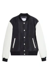 Givenchy Logo Satin Varsity Jacket In Black