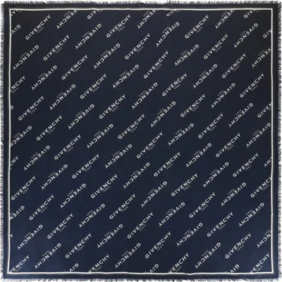 Givenchy Logo Shadow Wool & Silk Scarf In Blue