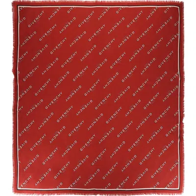 Givenchy Logo Shadow Wool & Silk Scarf In Red