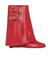 Givenchy Shark Lock Leather Ankle Boots With Covered Wedge Heels In Red