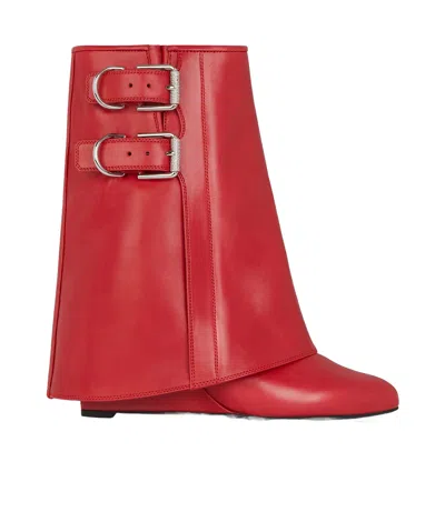 GIVENCHY SHARK LOCK BUCKLES ANKLE BOOTS IN LEATHER