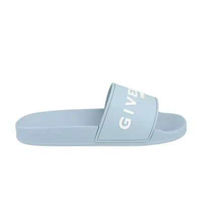 Pre-owned Givenchy Logo Signature Slide 'sky Blue' | Men's Size 14