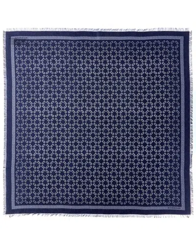 Givenchy Logo Silk Scarf In Blue