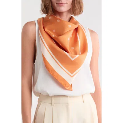 Givenchy Logo Silk Square Scarf In Ivory Orange