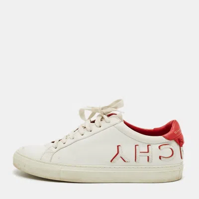 Pre-owned Givenchy Logo Size 40 White/red Leather Low Top Sneakers