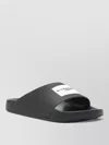 Givenchy Black Sandals With Wide Band And Contrasting Logo Patch In Rubber Man