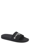 Givenchy Black Flat Slides With Logo In Polyurethane Man