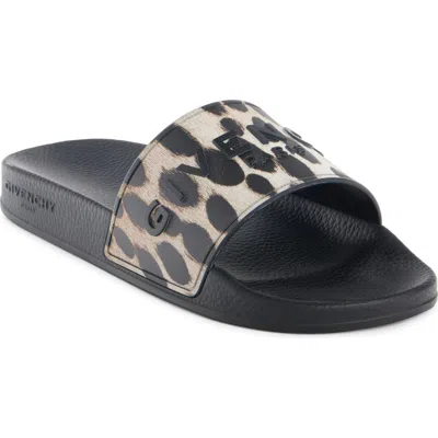 Givenchy Logo Slide Sandal In Black/beige