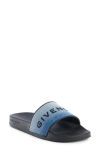 Givenchy Logo-embroidered Flat Sandals In Medium Blue