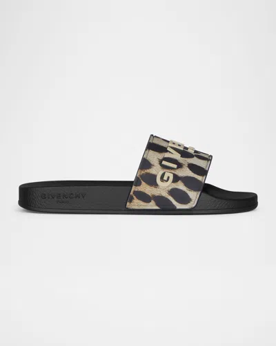 Givenchy Animal Print Strap Sandals In Black