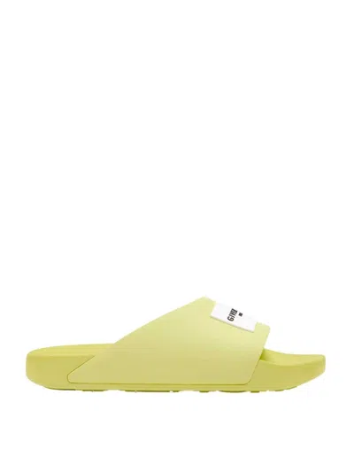 Givenchy Logo Slide Sandals In Yellow