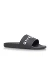 Givenchy Black Flat Slides With Logo In Polyurethane Man In Black