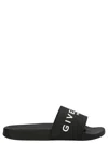 Givenchy Black Flat Slides With Logo In Polyurethane Man