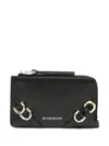 Givenchy Voyou Zip Card Holder In Tumbled Leather In Schwarz