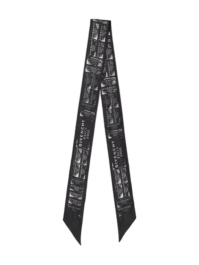 Givenchy Logo-stamp Silk Scarf In Black