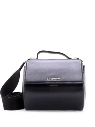 Pre-owned Givenchy Logo Strap Pandora Box Bag Leather Mini Crossbody Bag In Black