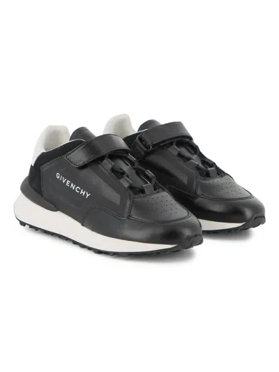 Givenchy Kids' Logo Strap Sneakers In Black